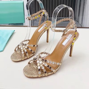 Heeled <b>Sandals</b> Fashion Rhinestone Bow High-heeled <b>Sandals</b> for Women in Foreign Trade High Slim Heels Floral Roman <b>Sandals</b> - Product Image 1