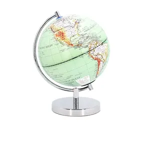 Green background English terrain metal round tube stand world globe