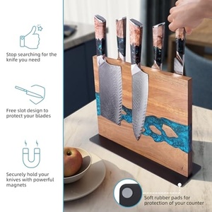 <span class=keywords><strong>Portacoltelli</strong></span> <span class=keywords><strong>Magnetico</strong></span> Bifacciale in Legno di Acacia e Resina Blu, 12 x 10 Pollici - Product Image 2