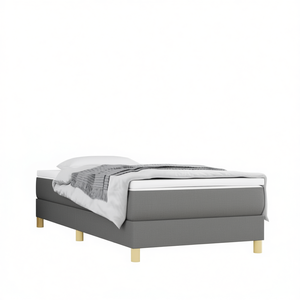Letto Imbottito Singolo Grigio con Rivestimento in Poliestere, Struttura in Legno Ingegnerizzato, Design Minimalista, Letto Morbido - Product Image 1