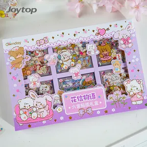 Joytop OD 500171 Wholesale Mikko Flower letter story six grid stickers set gift for kids journal