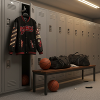 Veste de basket varsity avec broderie chenille, col montant, style veste en laine, décontractée pour l'hiver, boutonnée sur le devant, emballée individuellement