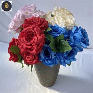 จีนผลิตดอกกุหลาบ 5 หัว ประเทศไทย ควีนไซส์ ผ้ากราวด์ ดอกไม้ประดิษฐ์ กุหลาบ - Product Image 5