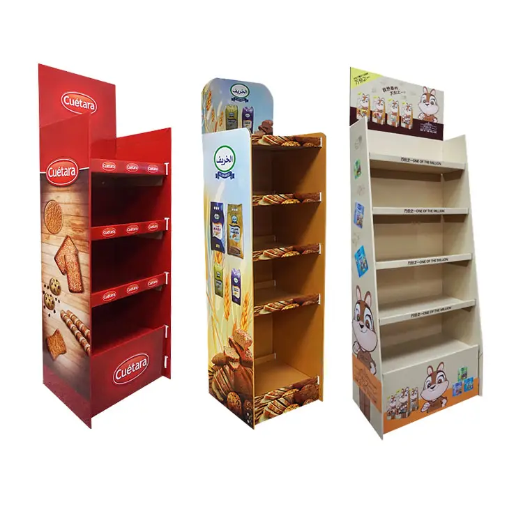 Carton personnalisé pour supermarché présentoirs alimentaires pour croustilles Café Grain Chocolat au détail Présentoir en carton pour croustilles