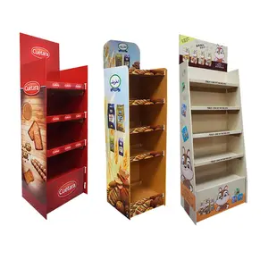 Custom Supermarket Cardboard Food Potato Chips Coffee Bean Chocolate Retail Display Stands Cardboard Chips Display Stand