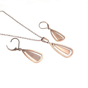 时尚XOXO玫瑰金饰品套装优雅吊坠耳环饰品套装 - Product Image 3