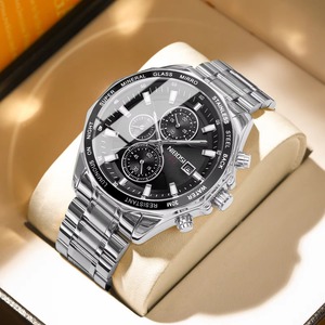 Drioshipping Luxury Men's Stainless Steel Analog Wristwatch 2599 Small Three Sport Stop Chronograph Calendar Quartz Watch - Product Image 6