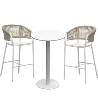 Ensemble de tabourets de bar modernes en aluminium noir pour terrasse, jardin, restaurant, table haute de bar, 2 chaises, usage hôtelier