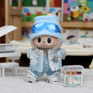 Vêtements pour poupée Labubu, taille universelle, 1ère et 3ème génération, style denim macaron, tenue tendance pour accessoires de jouets en peluche - Product Image 4