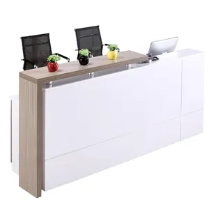 I Shaped Shop Wooden Front Desk Reception Counter Design