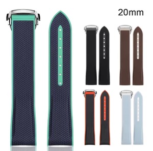 Correa de <span class=keywords><strong>Reloj</strong></span> de Silicona de Dos Tonos de 20 mm con Extremo Curvo, Transpirable y de Goma Suave para la Serie Ome-ga Planet, para Relojes <span class=keywords><strong>Seamaster</strong></span> 300 - Product Image 1