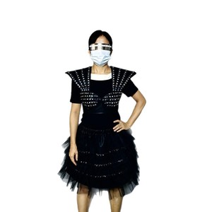 ชุดเดรสผู้หญิง LED สีรุ้งพร้อมกระโปรงเรืองแสงและที่คาดผมสำหรับการแสดงบนเวทีงานเต้นรำ - Product Image 5