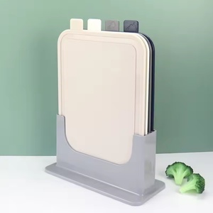 Hot Sale 4pcs Double Sided Coded <b>Plastic</b> Cutting Boards Set With Holder - Product Image 1