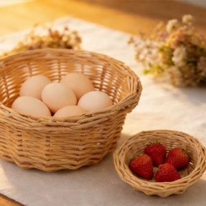 Wicker Storage <b>Baskets</b> Round For Kitchen Food Container Fruit Vegetable <b>Basket</b> - Product Image 1