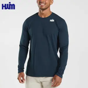 Custom Logo Polyester Basic T-shirt Fashionable Versatile Men's Long Sleeve T Shirt Gym Fitness Training Running Tee