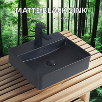 Offre Spéciale design moderne carré céramique sanitaire monotrou monté évier de table couleur noir mat importé pour la salle de bain