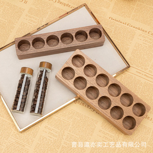 Pot hermétique en bois massif pour grains de café avec couvercle en bois, récipient de stockage en verre pour grains de café, présentoir, lot de 6 pièces - Product Image 2