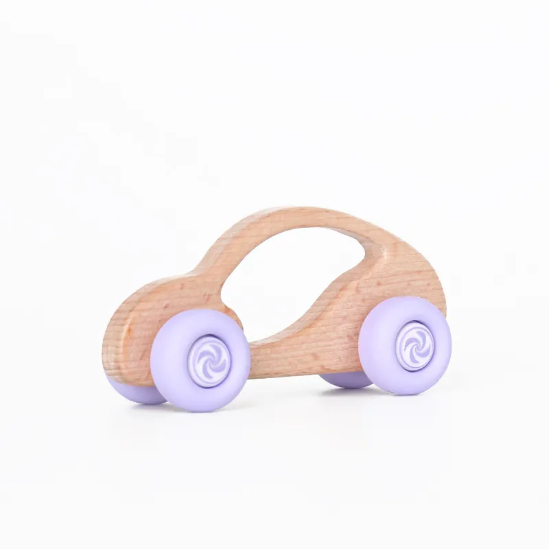 Usine En Gros Silicone Voiture En Bois Jouet Bébé Montessori Voiture Jouet Pour Les Tout-Petits Bio Dentition Jouet En Bois