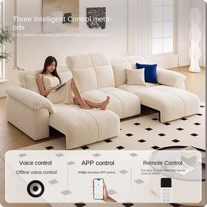 Multifunctionele elektrische moderne driezits hoekbank slaapbank van chenille stof, krasbestendig, opklapbaar, houten woonkamermeubel - Product Image 3