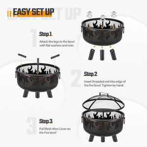 Lửa trại vườn sân sau sân Mô hình ngọn lửa nóng ngoài trời đốt cháy thép giỏ lửa tròn hố lửa - Product Image 5