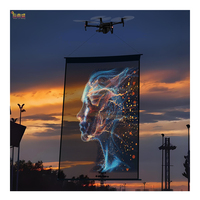 Bannière de drapeau 3D Muen, extérieur, flexible, ultra-transparente, P25, publicité par drone, écran LED magique, tapis volant, écran LED