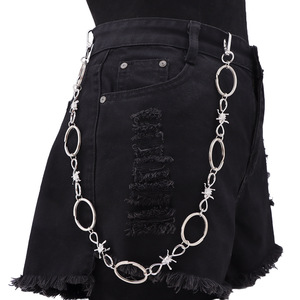 Cadena de cintura circular de una sola capa con púas de aleación de zinc y diseño de espina, estilo Hip Hop, accesorio de mezclilla para uso diario, de yueliTrendy - Product Image 1