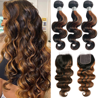 Cheveux humains brésiliens ondulés, extensions de cheveux humains vierges à cuticule alignée, tissage en lot, pour femmes noires