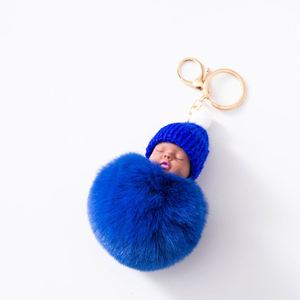 Black Face Baby Doll Toy DropshipCute Sleeping Baby Doll <b>Key</b> <b>Chains</b> for Women Bag Toy <b>Key</b> Ring Fluffy Pom Pom Faux Fur Plush <b>Key</b> - Product Image 5
