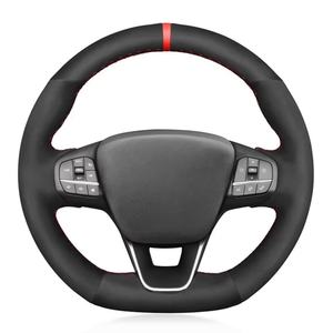Housse de volant de voiture en daim noir antidérapant pour <span class=keywords><strong>Ford</strong></span> Focus <span class=keywords><strong>Fiesta</strong></span> <span class=keywords><strong>ST</strong></span>-<span class=keywords><strong>Line</strong></span> 2018-2019 Focus <span class=keywords><strong>ST</strong></span> 2019-2020 <span class=keywords><strong>Fiesta</strong></span> <span class=keywords><strong>ST</strong></span> 2019 - Product Image 1