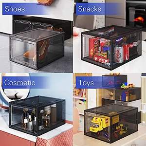 Boîte de rangement pour chaussures pliable et empilable en forme de rectangle avec commande vocale, ouverture latérale, en plastique transparent, magnétique, avec éclairage LED - Product Image 4