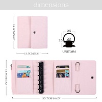 Portefeuille classeur Hongbo personnalisé à 6 anneaux en cuir texturé, noir, avec emplacements pour cartes et poche zippée, couleurs prêtes à être expédiées