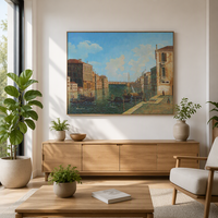 Peinture à l'huile de paysage marin de Venise peinte à la main, œuvre d'art classique européenne avec gondole sur canal sur toile pour salon