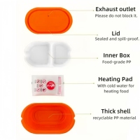 Boîte à bento jetable en plastique PP de qualité alimentaire, personnalisée par le fabricant, auto-chauffante, pour nouilles, contenant alimentaire d'urgence