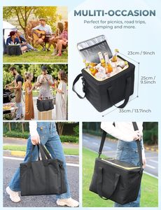 Organizador de Maletero de Coche Plegable, Impermeable y de Lujo, con Bolsa Refrigerante, Múltiples Compartimentos, para Almacenamiento de Comestibles, con Tapa - Product Image 6