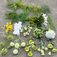 Grosir Set bunga musim semi buatan buket dekorasi lengkungan pernikahan hijau putih kuning Hydrangea anggrek