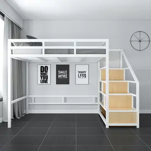 cama litera Suppliers-Litera moderna de metal para adultos, mueble de dormitorio con almacenamiento