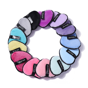 Tampons de maquillage lavables en microfibre Tampons nettoyants super doux pour le visage avec sac <span class=keywords><strong>à</strong></span> linge - Product Image 1