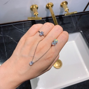 Fashion White Cubic Zirconia Minimalist Delicate Pendant <b>Earrings</b> Ring <b>Set</b> Eco-friendly Copper Jewelry Necklace <b>Set</b> - Product Image 2