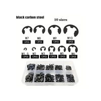 120PCS Black 304 Open Retaining Ring E-type Circlip Open Circlip Washer E-type Buckle Retaining Ring M1.5-M10