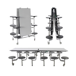 School Furniture Cheap 12 Seats Mobile Folding <strong>Table</strong> School <strong>Canteen</strong> <strong>Table</strong> Chair Sets College Student Dining <strong>Table</strong> and Chairs - Product Image 1