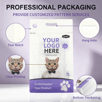 Sac d'emballage pour litière pour chat, imprimé sur mesure, à fond plat, à 8 soudures latérales, avec fermeture éclair coulissante, robuste, résistant à l'humidité, en plastique haute résistance