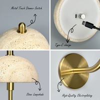 Applique murale LED moderne de luxe rechargeable en alabâtre, aspect pierre ronde, pour salon et maison