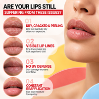 Baume à lèvres aux peptides et aux fruits, écran solaire minéral, imperméable, oxyde de zinc, anti-âge, réduit les rides des lèvres, hydratant, stick à lèvres