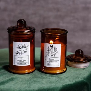 Huaming, venta al por mayor, decoración del hogar, velas con fragancia de cera de soja, etiqueta privada de lujo, tarro de vidrio ámbar, aroma de Navidad, respetuoso con el medio ambiente - Product Image 4