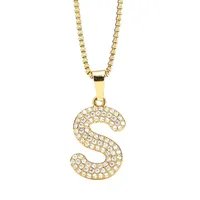 Pendentif en acier inoxydable avec zircons dorés PVD, lettres anglaises 26, résistant à la transpiration, collier avec pendentif initial A-Z, bijoux de luxe léger