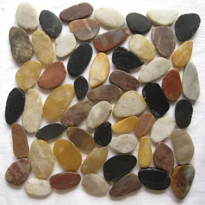 Natural mixed color river sliced pebble mesh