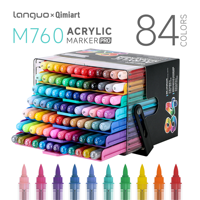 LANGUO 84 Couleurs Marqueurs Acryliques Liquides à Pigments Intenses, Mini Boîte de Couleurs, Kit de Croquis Acuarela Aquarell Tons Complets