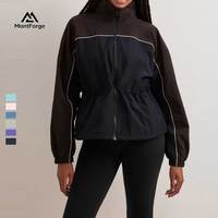 Veste coupe-vent pour femme de haute qualité avec logo personnalisé, blocs de couleur, passepoil et taille ajustable