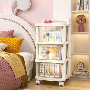 Chariot de rangement portable multifonctionnel avec 3 tiroirs transparents sur roulettes pour organiser le salon, la cuisine, la chambre - Product Image 4