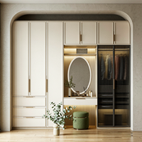 Système de dressing sur mesure haut de gamme avec coiffeuse et éclairage LED pour mobilier de chambre de villa et appartement